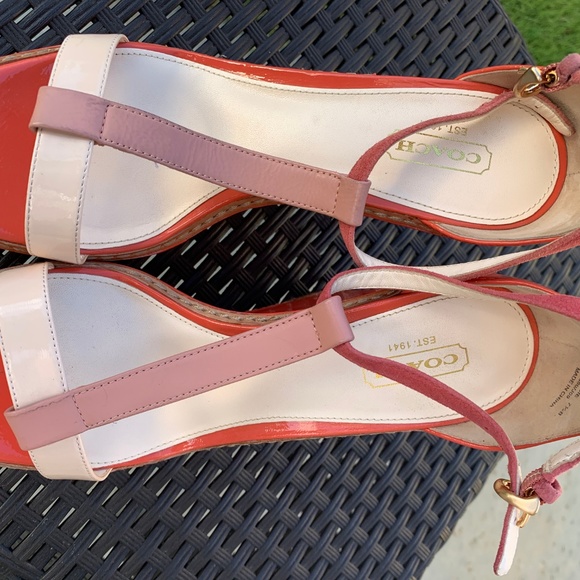 COACH Maggie Crinkle Wedges Melon Color 7.5 - Picture 7 of 7